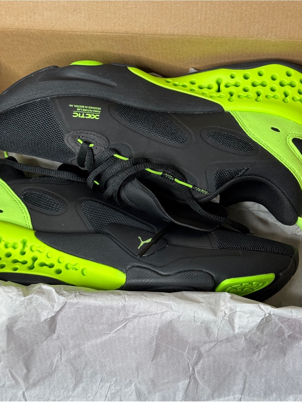 Puma Xetic Black/Green Sneakers Size 8.5 – New w/ Box